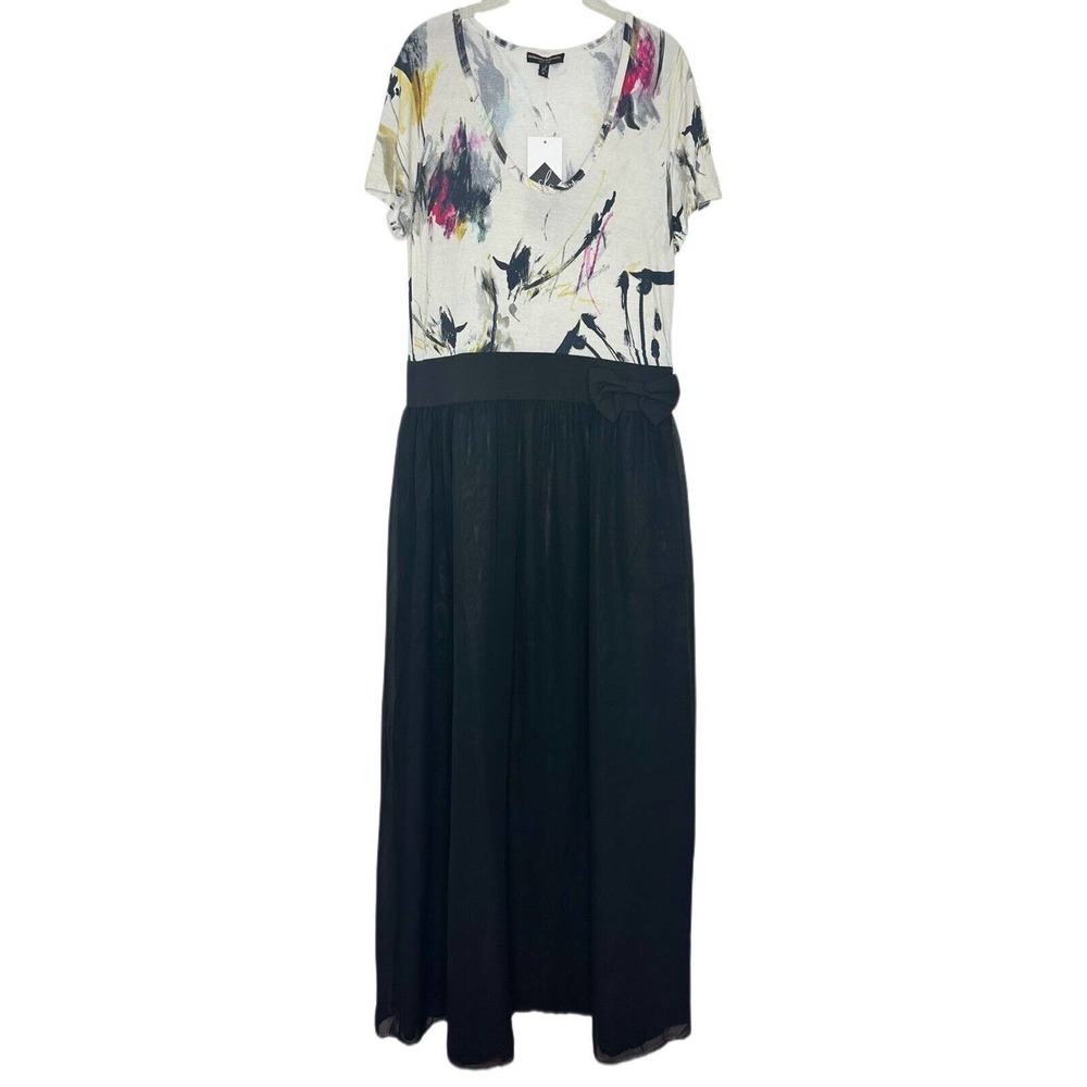 Samantha Leibowitz Irene Chiffon Short Sleeve Scoop Neck maxi dress Sz XL NEW
